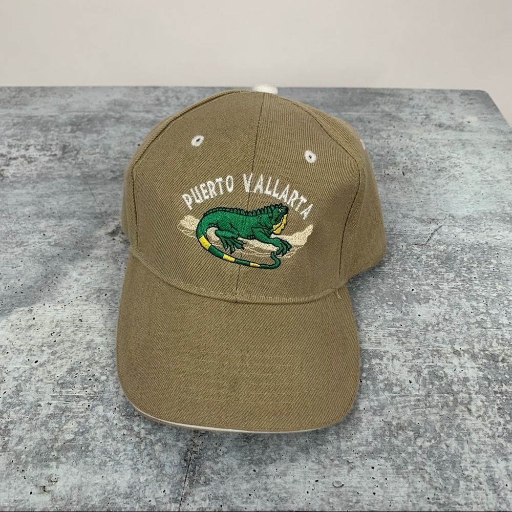 Puerto Vallarta Iguana Embroidered Hat Adjustable Mexico Cap